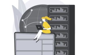 Dedicated server performance illustration showing optimized hardware, fast processing speed, and stable server infrastructure