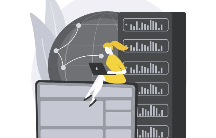 Dedicated server performance illustration showing optimized hardware, fast processing speed, and stable server infrastructure