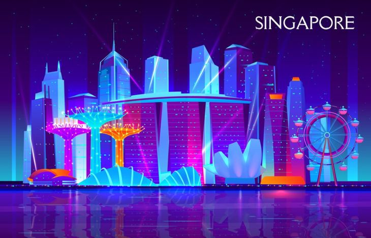 Singapore city skyline with dedicated server data center