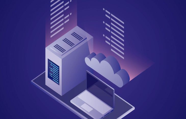 Dedicated server hardware inside data center rack with high performance CPU, RAM, and SSD storage