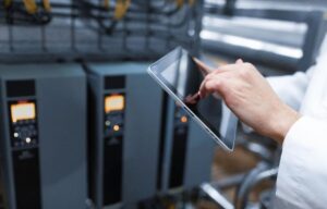 Dedicated server performance infrastructure with CPU, RAM, storage, and network visualization